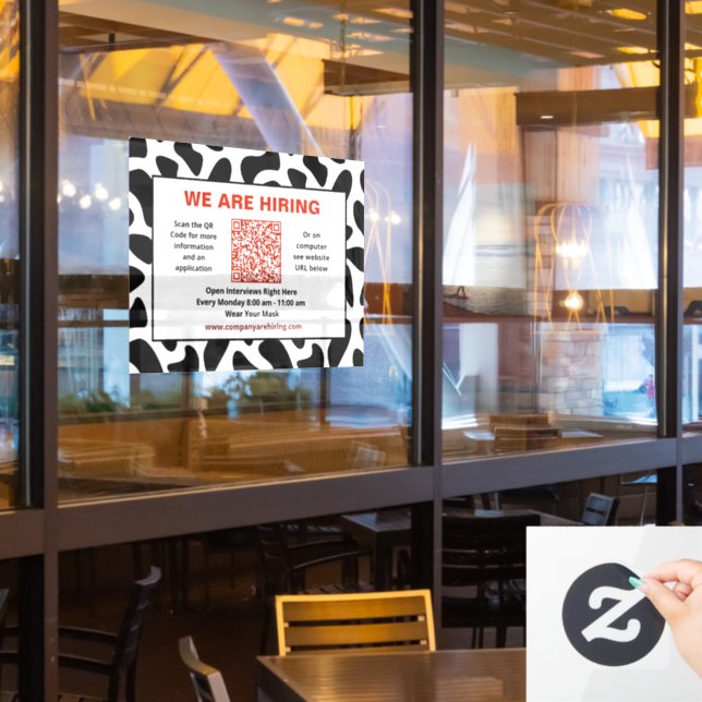 Autocollant Pour Fenêtre Entreprise que nous embauchons Code QR Personnalis (Fenêtre du restaurant)
