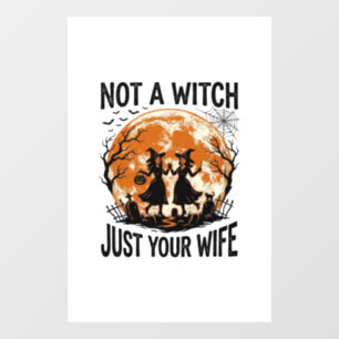 Autocollant Pour Fenêtre Épouse drôle Halloween Vintage Sorcière Lune Desig