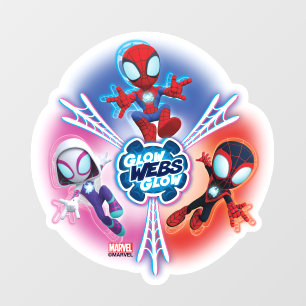 Autocollant Pour Fenêtre Équipe Spidey Toiles Lumineuses Graphique Lumineux