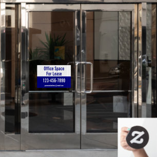 Autocollant Pour Fenêtre Espace de bureaux à louer Numéro de téléphone Bleu