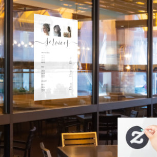 Autocollant Pour Fenêtre Espace photo moderne Salon Spa blanc Menu Service