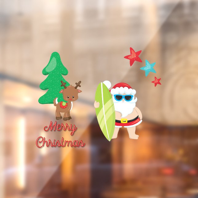 Autocollant Pour Fenêtre Été Père Noël Noël (Feuille 2)