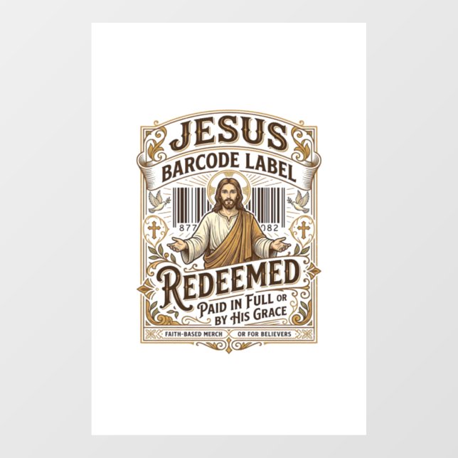 Autocollant Pour Fenêtre étiquette de code-barres Jésus Rachetée Jésus code (Feuille)