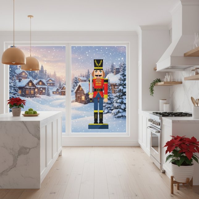 Autocollant Pour Fenêtre Étiquette de fenêtre de craquelure en gras (Bold Nutcracker Window Decal)