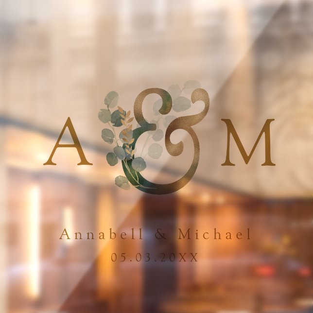 Autocollant Pour Fenêtre Eucalyptus, Ampersand, Monogramme, Mariage (Feuille 2)