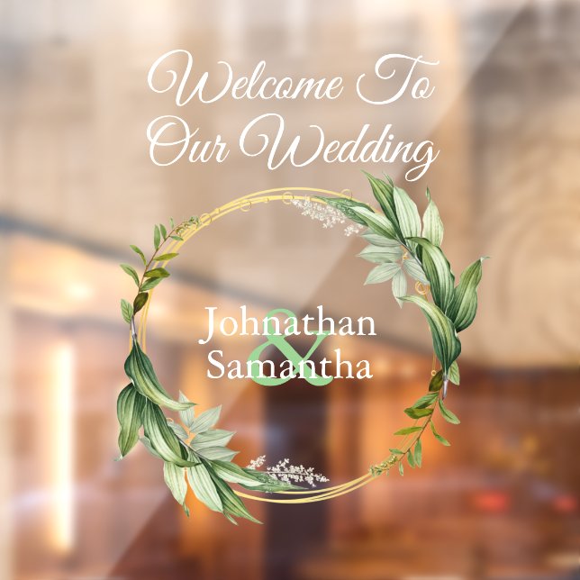 Autocollant Pour Fenêtre Eucalyptus verdure couronne mariage bienvenue  (Feuille 2)