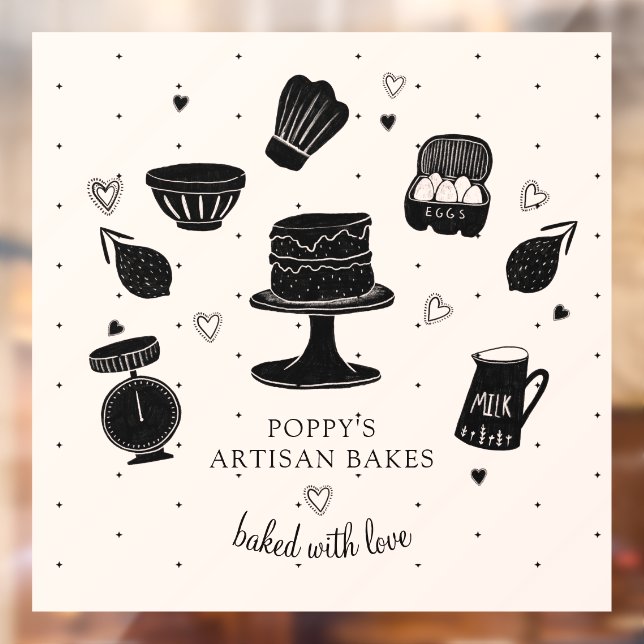 Autocollant Pour Fenêtre Fabriqué Pour Vous Avec Amour Baker Ustensiles Bou (Feuille 2)