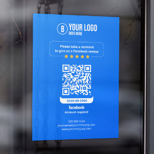 Autocollant Pour Fenêtre Facebook Avis QR Code Note Mon entreprise 5 étoile
