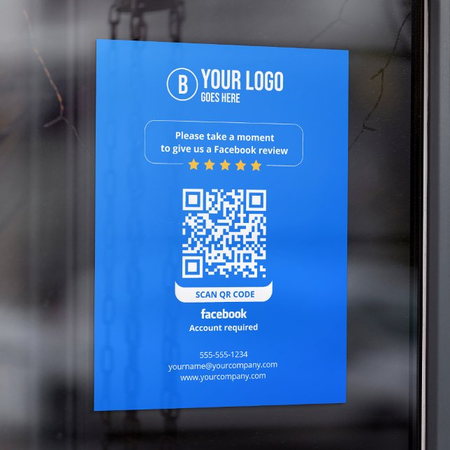 Autocollant Pour Fenêtre Facebook Avis QR Code Note Mon entreprise 5 étoile (Créateur téléchargé)
