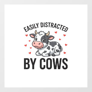 Autocollant Pour Fenêtre Facilement distrait par les vaches Graphique de va