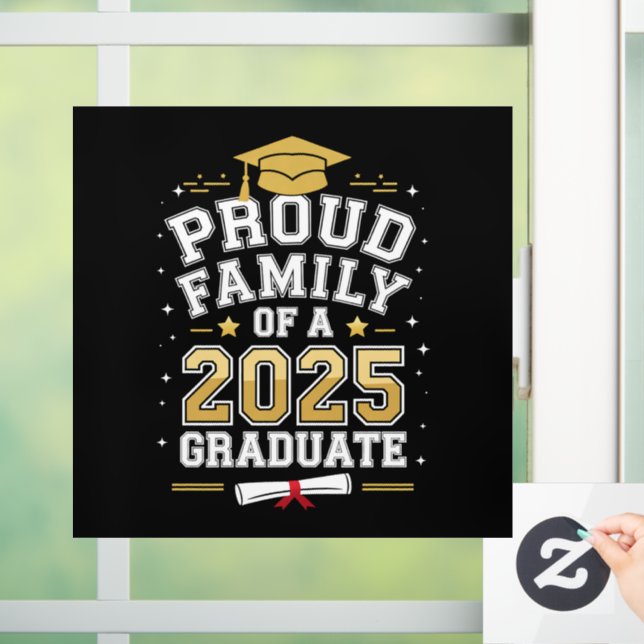 Autocollant Pour Fenêtre Famille Fière D'Un Diplôme De 2025 (Maison)