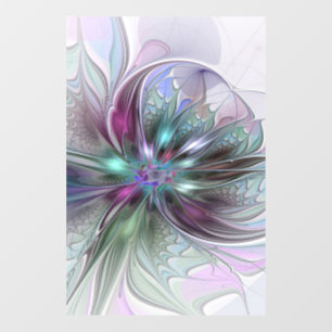 Autocollant Pour Fenêtre Fantaisie Abstraite Moderne Fleur Fractale Colorée