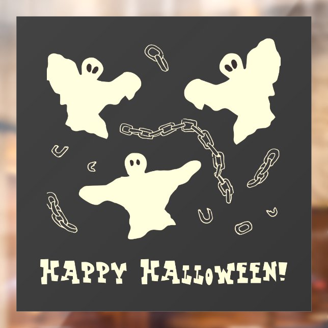 Autocollant Pour Fenêtre Fantômes crémeux - Bonne Halloween ! (Feuille 2)
