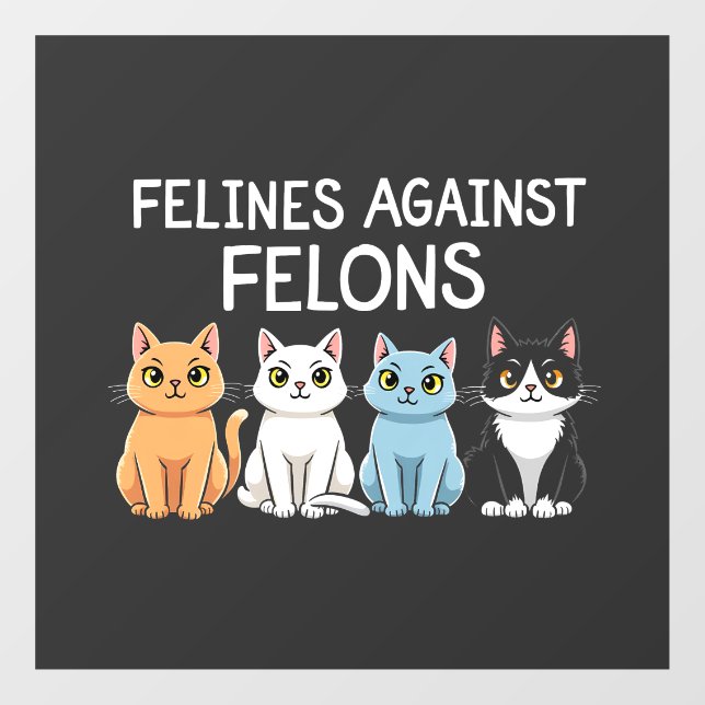 Autocollant Pour Fenêtre Felines contre les criminels Trump Harris Election (Feuille)