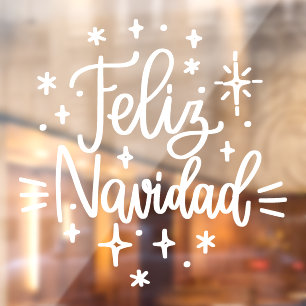 Autocollant Pour Fenêtre Feliz Navidad, Clôture de fenêtre de Noël en espag