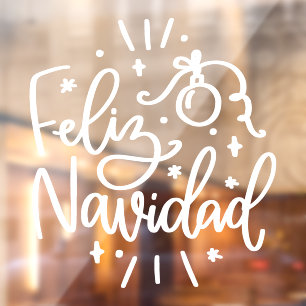 Autocollant Pour Fenêtre Feliz Navidad, Clôture de fenêtre de Noël en espag