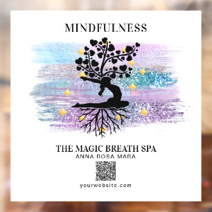 Autocollant Pour Fenêtre ** Femme Arbre de vie Méditation de Yoga Reiki