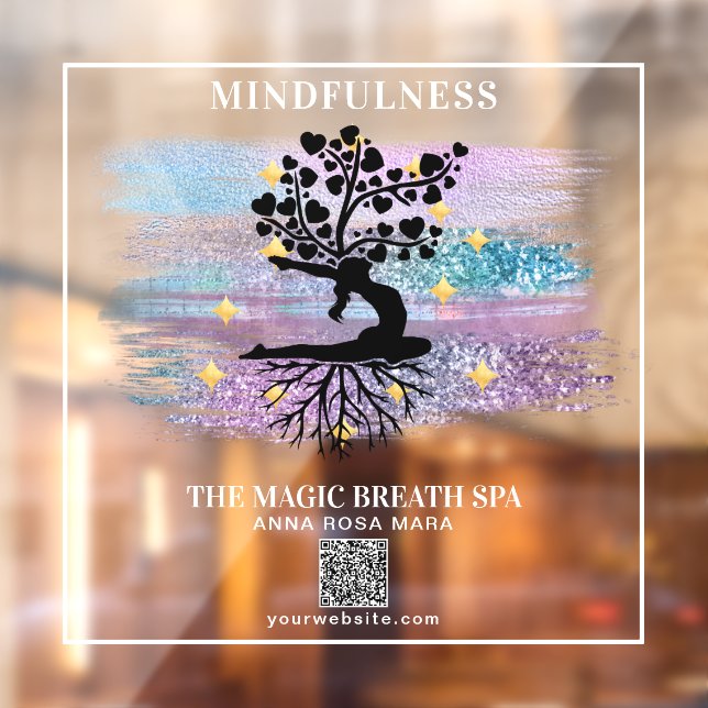 Autocollant Pour Fenêtre ** Femme Arbre de vie Reiki Yoga méditation (Feuille 2)