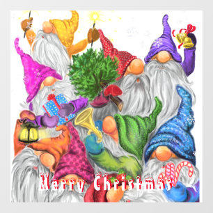 Autocollant Pour Fenêtre Fenêtre de Noël serrée avec Joyeux Gnome Party