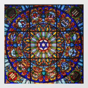 AUTOCOLLANT POUR FENÊTRE FENÊTRE EN VERRE STAINÉ CLING JUIF - ÉTOILE DE DAV