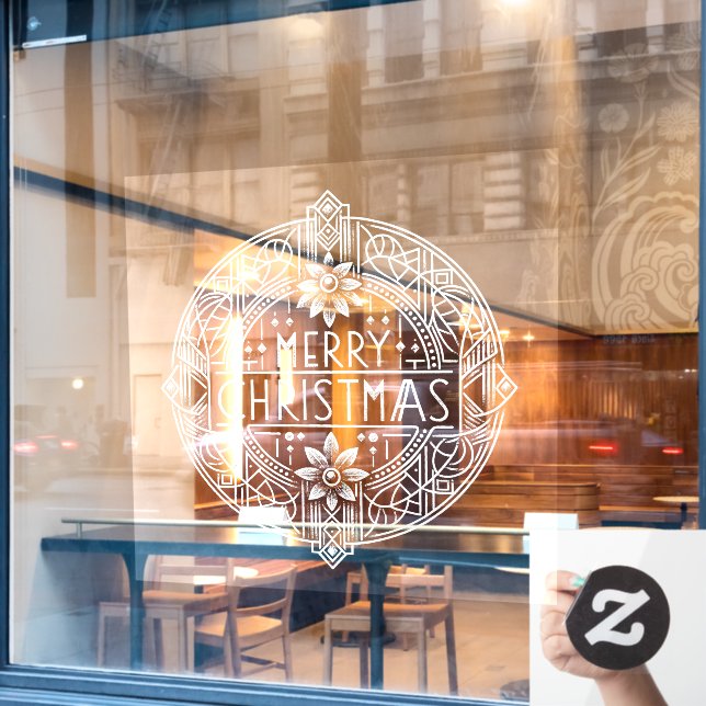 Autocollant Pour Fenêtre Festif Art Déco Joyeux Cling de Noël (Fenêtre de café)