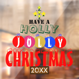 Autocollant Pour Fenêtre Festif Jolly Arbre d'ornements de Noël    