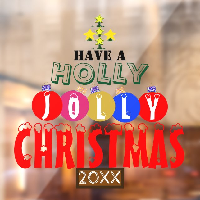 Autocollant Pour Fenêtre Festif Jolly Arbre d'ornements de Noël (Feuille 2)