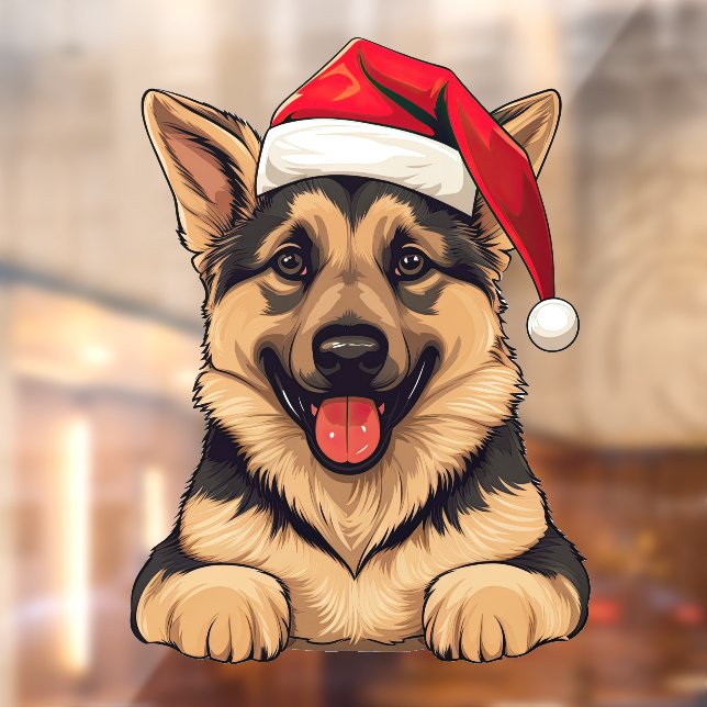 Autocollant Pour Fenêtre Festive Noël Allemand Berger fenêtre Cling (Feuille 2)