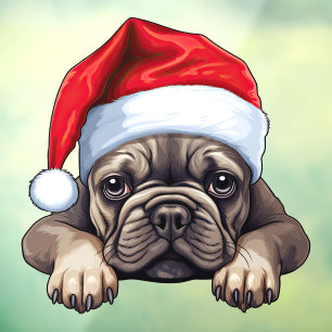 Autocollant Pour Fenêtre Festive Noël Français Bulldog Cling