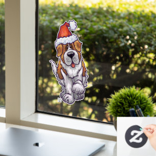 Autocollant Pour Fenêtre Festive St. Bernard Cling de fenêtre