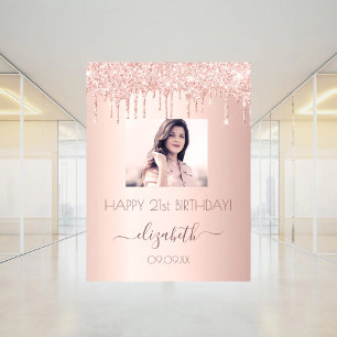 Autocollant Pour Fenêtre fête d'anniversaire photo rose or rose gouttes bie