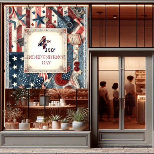 Autocollant Pour Fenêtre Fête de l'Indépendance du 4 juillet Shabby Chic Ét