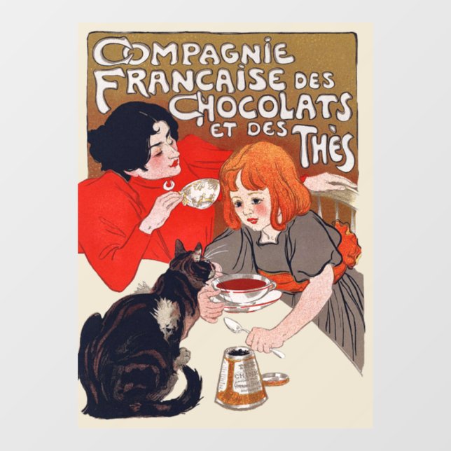 Autocollant Pour Fenêtre Fête du chocolat français Steinlen Art (Feuille)