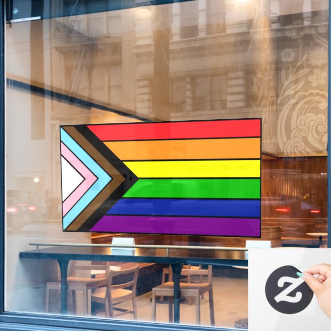 Autocollant Pour Fenêtre Fierté et soutien du drapeau LGBTQIA+ (Fenêtre de café)
