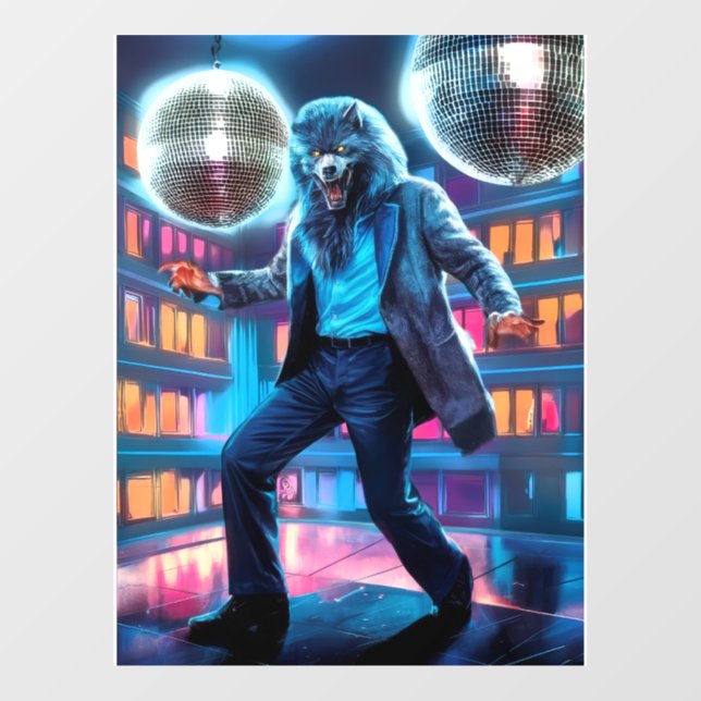 Autocollant Pour Fenêtre Fièvre de nuit éffrayante, Wolfman se déplace (Feuille)
