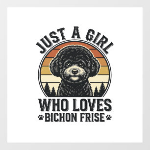 Autocollant Pour Fenêtre Fille Bichon Frise Chemise Vintage Amoureux de Chi