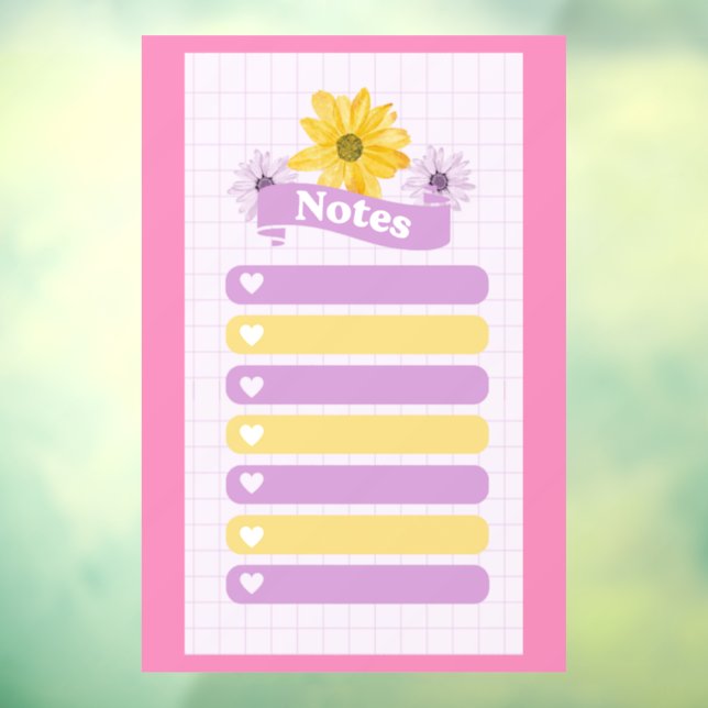 Autocollant Pour Fenêtre Fille jaune violet Fleur Floral Coeurs de fleurs (Feuille 3)