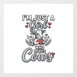Autocollant Pour Fenêtre Fille qui aime les vaches Design de chemise de vac