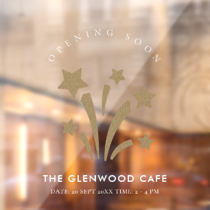 Autocollant Pour Fenêtre Firework Star Gold White Ouverture Bientôt