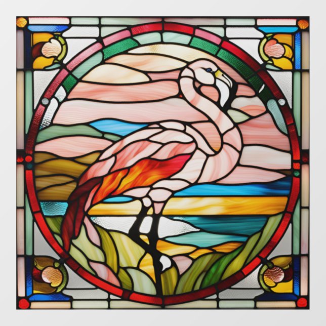 Autocollant Pour Fenêtre Flamant rose en verre de Faux (Feuille)