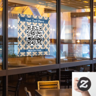 Autocollant Pour Fenêtre Fleur de Lis Motif, Français, Royal, Bleu marine