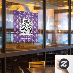 Autocollant Pour Fenêtre Fleur de Lis Motif, Français, Royal, Crème, Violet