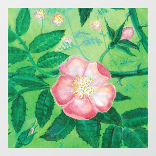 Autocollant Pour Fenêtre Fleur de Rosa Canina Rose sauvage (Feuille)
