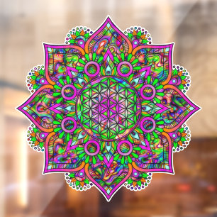 Autocollant Pour Fenêtre Fleur De Vie - Indien Mandala 1