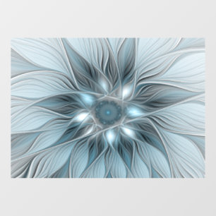 Autocollant Pour Fenêtre Fleur Joyeuse Abstrait gris bleu floral Fractal