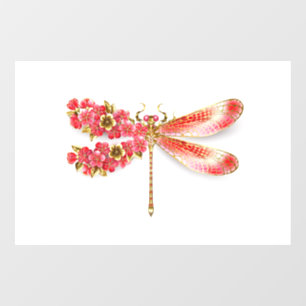 Autocollant Pour Fenêtre Fleur libellule avec sakura bijoux