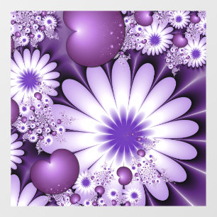 Autocollant Pour Fenêtre Fleurs abstraites et cœurs fractals de l'amour nai