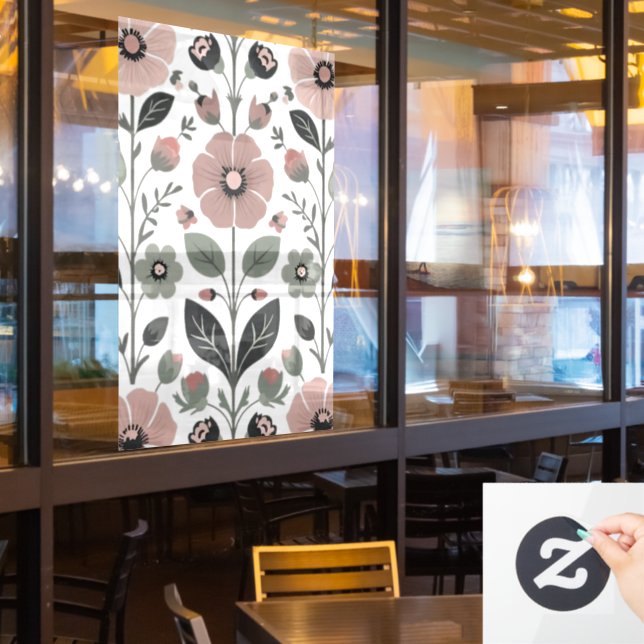 Autocollant Pour Fenêtre Flore folk scandinave - Primroses stylisées (Fenêtre du restaurant)