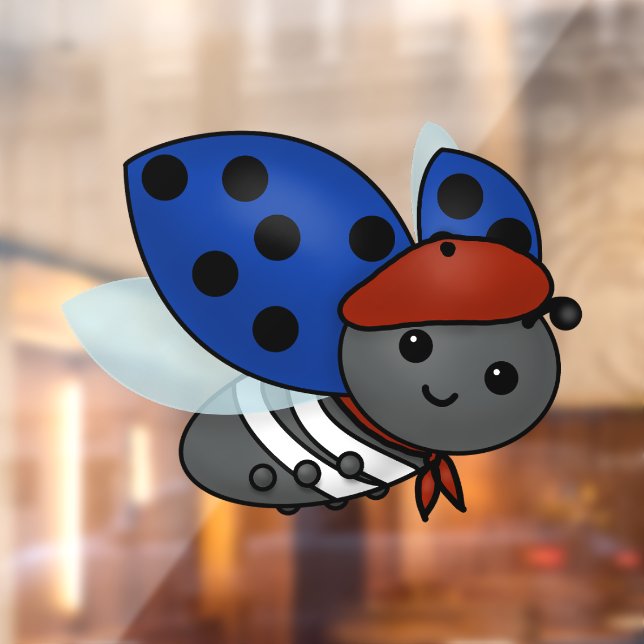 Autocollant Pour Fenêtre Française Ladybug, sourire (Feuille 2)