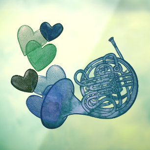 Autocollant Pour Fenêtre French Horn Band Classe de musique